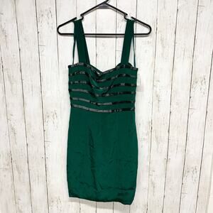 Vintage Niteline Dress Women Size 6 Sleeveless Sequin Detail Mini Emerald Green